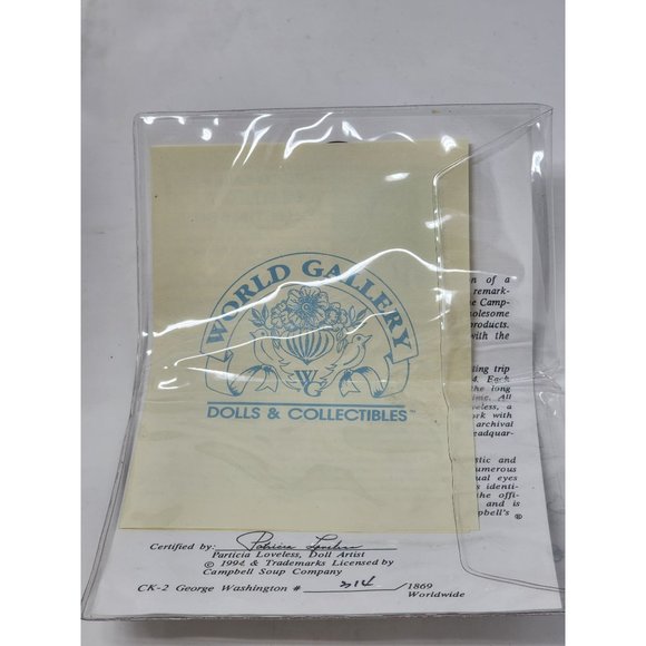 Campbell Soup Kids Doll George Washington With‎ Can 1994 Patricia Loveless - Picture 14 of 14